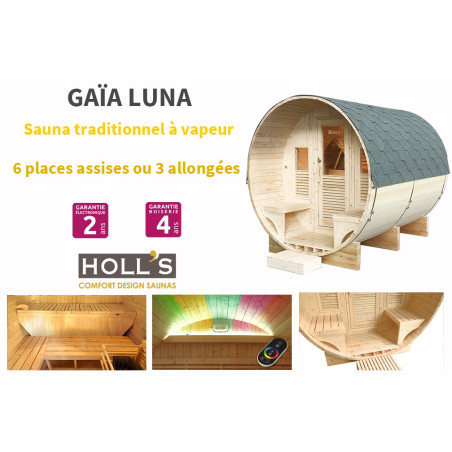 Sauna extérieur Gaïa LUNA avec terrasse (6 places)