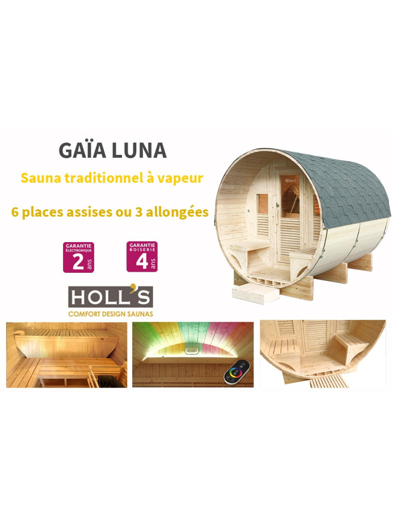 Sauna extérieur Gaïa LUNA avec terrasse (6 places)