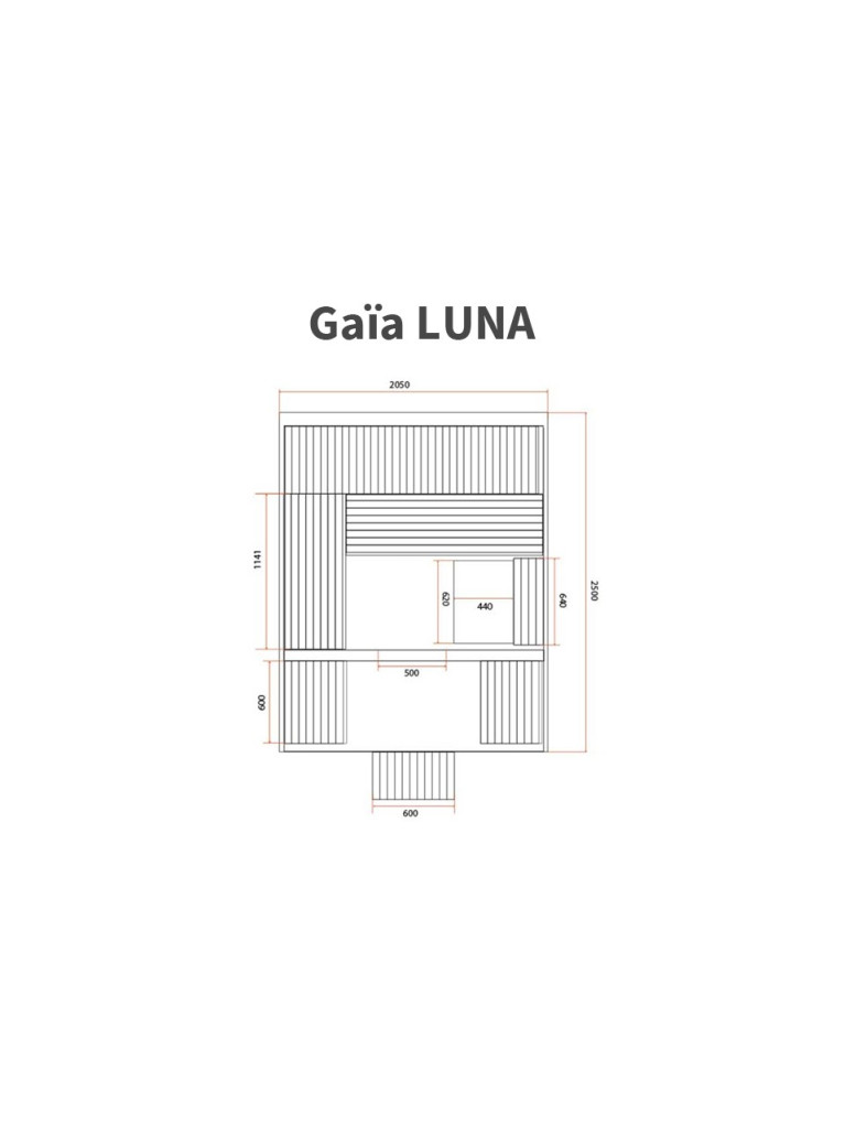 Sauna extérieur Gaïa LUNA avec terrasse (6 places)