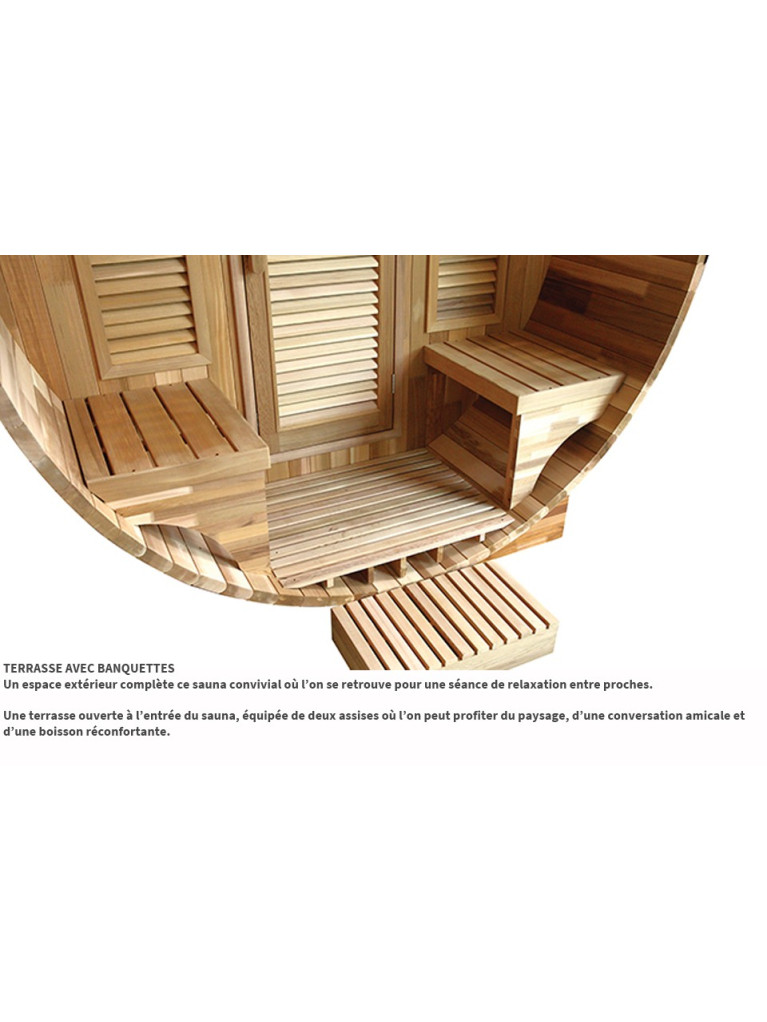 Sauna extérieur Gaïa LUNA avec terrasse (6 places)